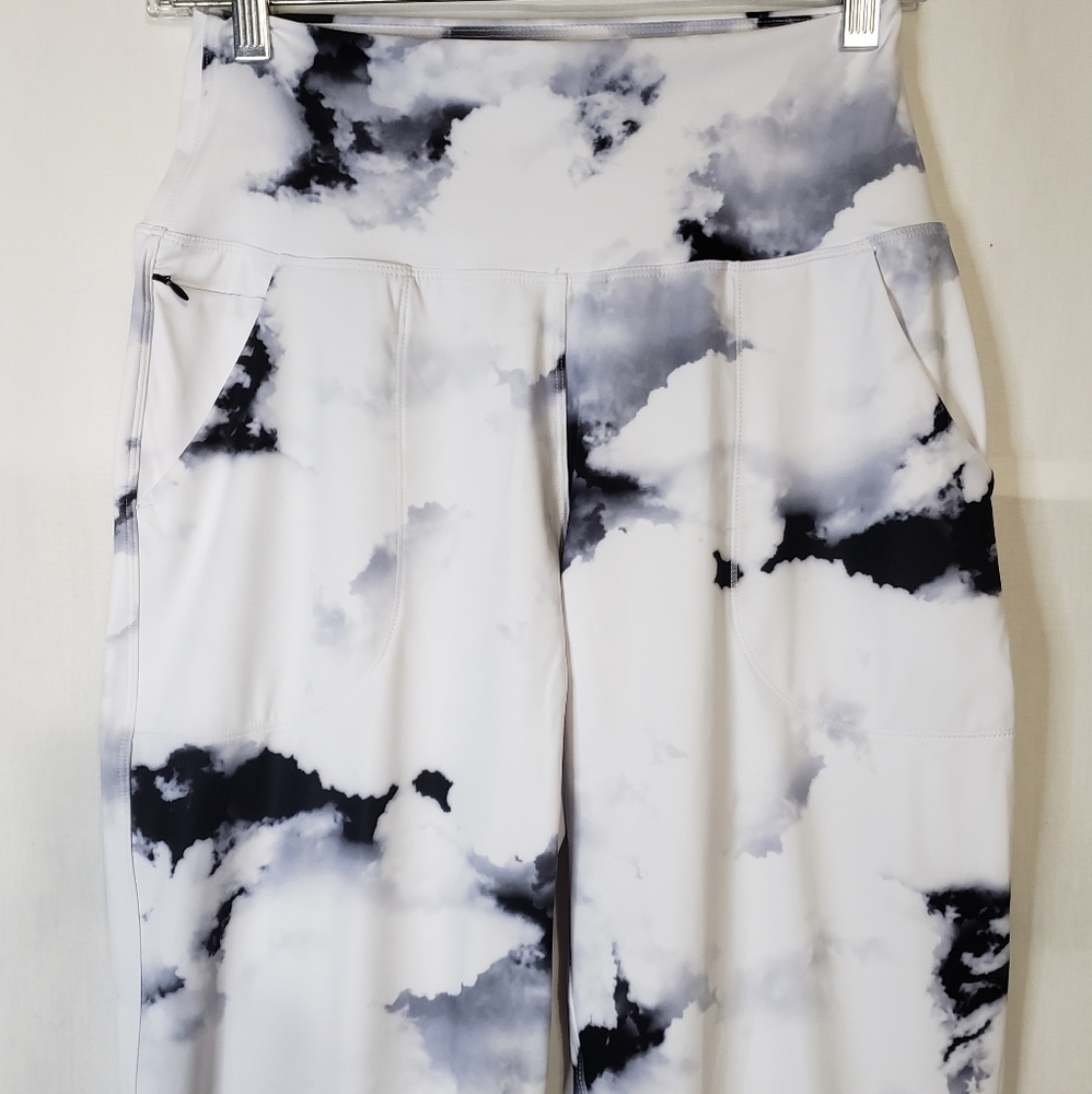 Tie-Dye High-Waisted Grey White Athletic Pants Women's Size M - Picture 2 of 8